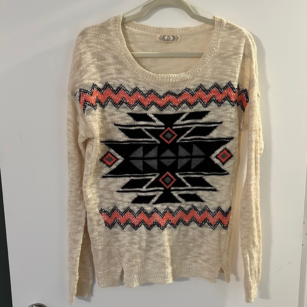 Pink Rose Western Aztec Sweater